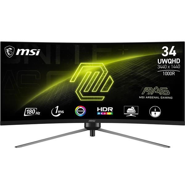 MSI MAG 34" UWQHD 3440x1440 Curved VA 180Hz 1ms (MPRT) Gaming Monitor