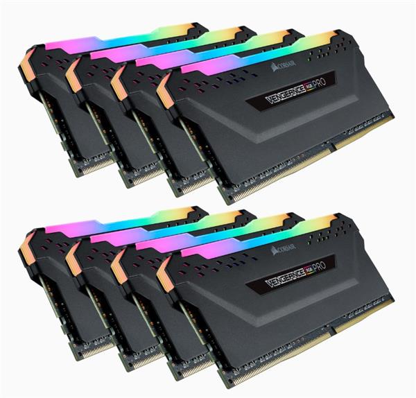 Corsair VENGEANCE® RGB PRO 256GB (8 x 32GB) DDR4 DRAM 3200MHz C16 Memory Kit — Black (CMW256GX4M8E3200C16)