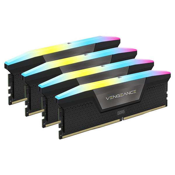 CORSAIR Vengeance RGB 64GB (4x16GB) DDR5 5600MHz CL36 Black 1.25V Desktop Memory (CMH64GX5M4B5600C36)(Open Box)