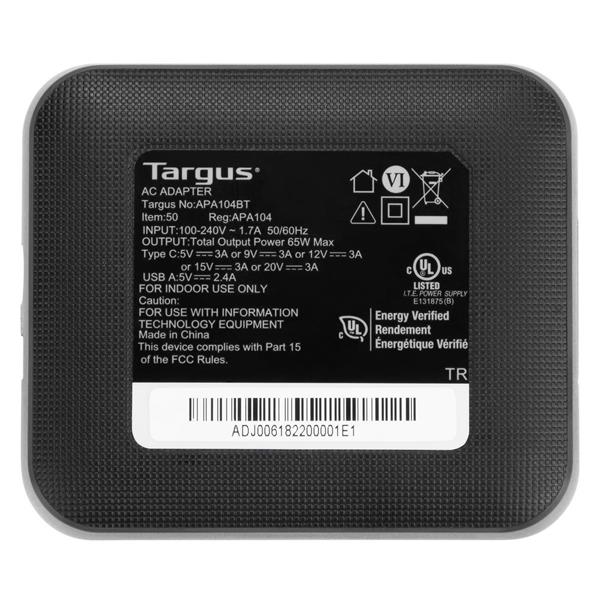 Targus 65W AC Power Adapter with USB-C/USB-A Ports
