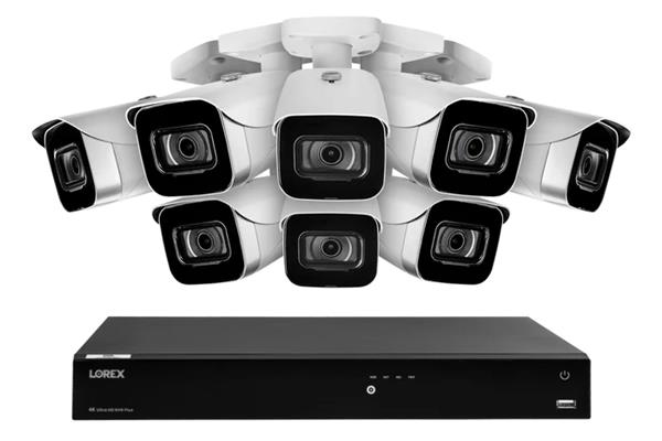 Lorex Fusion 4K (16 Camera Capable) 4TB Wired NVR System with Eight IP Bullet Cameras