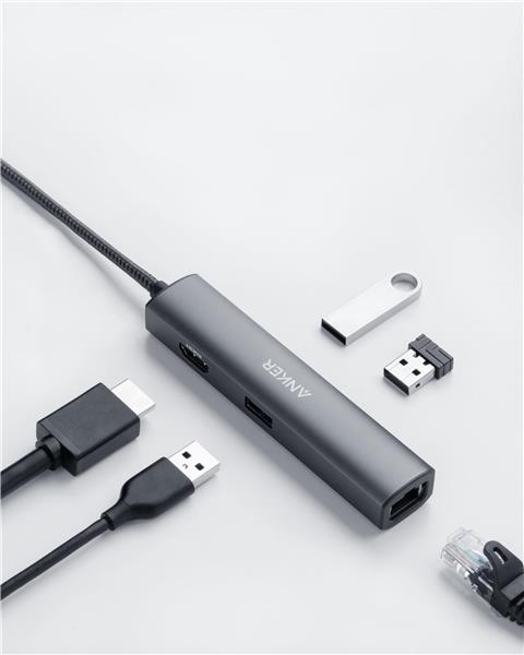 Anker 5-in-1 USB-C Hub, HDMI 4k30hz + Ethernet + 3xUSB-A 3.0(Open Box)