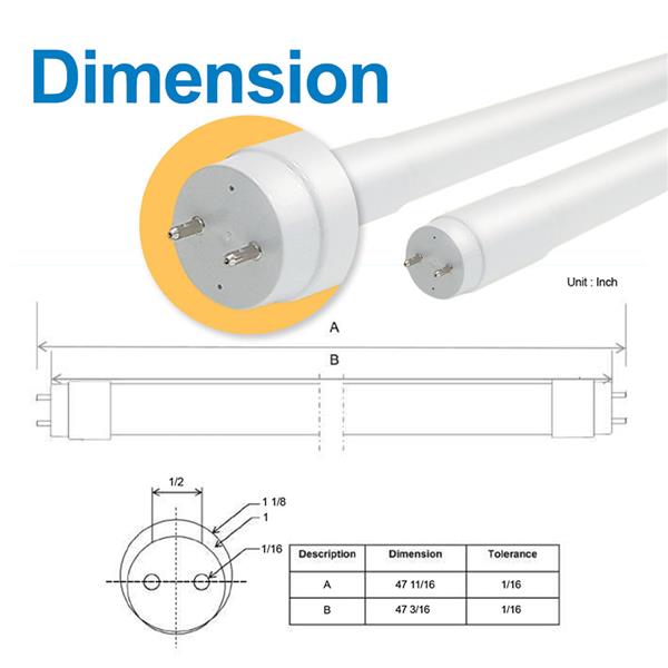 Lungo LED15-Watt 4 ft. Linear T8 Plug and Play LED Tube Light Bulb (Type A), 120-277V, Warm White 3500K