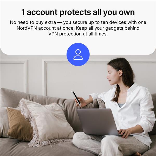 NordVPN Standard - 1-Year VPN & Cybersecurity Software Sub 6 Devices Digital