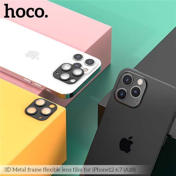 HOCO 3D Metal frame flexible lens film for iPhone Pro Max 12 6.7" (A18