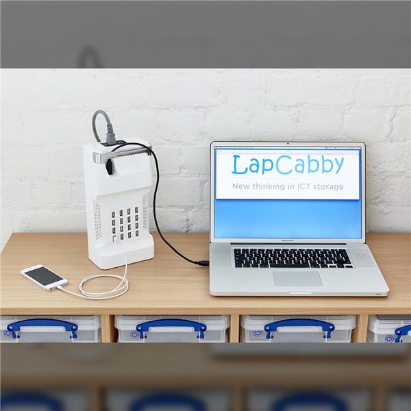 LapCabby Boost+ Portable 16 USB Charger with Device Recognition and Syncing