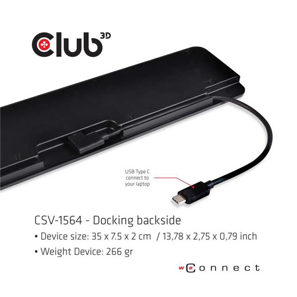 CLUB 3D USB Type C 3.2 Gen1 Triple Display Dynamic PD Charging Dock