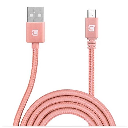 CASECO Nylon Braided Micro USB Cable - 2 Meter - Rose-Gold