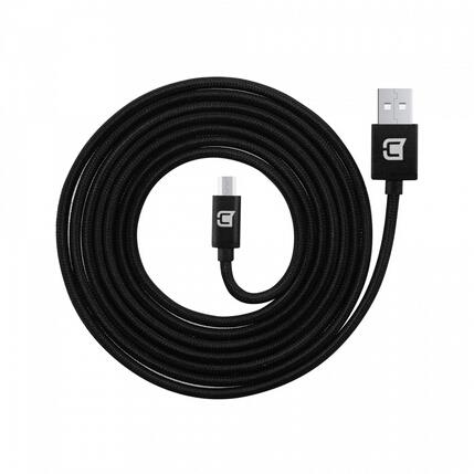 CASECO Nylon Braided Micro USB Cable - 2 Metres (Black)