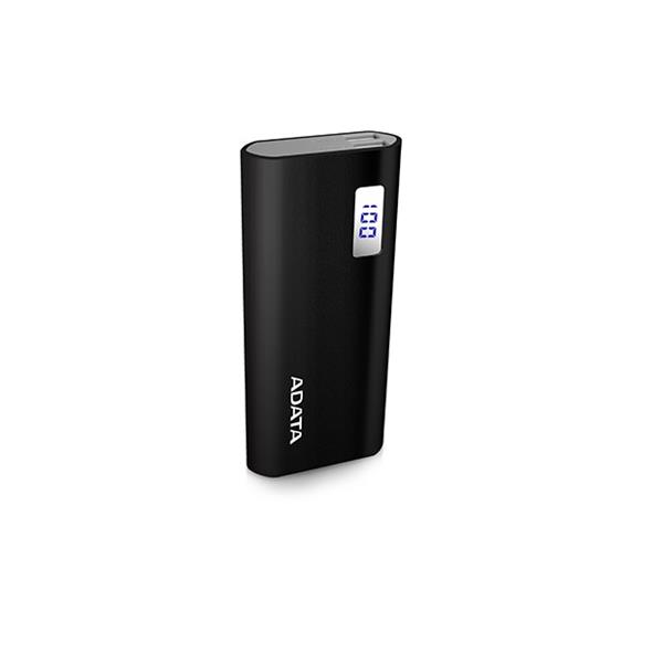 ADATA P12500D 12500mAh Power Bank with LED Display, Black