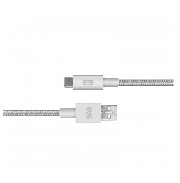 PUREGEAR USB-C to USB-A Braided Cable - 4 ft. - Silver