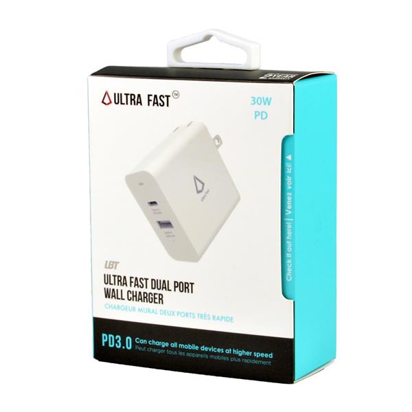 LBT 18W PD PLUS USB A 12W CHARGER WALL ADAPTER