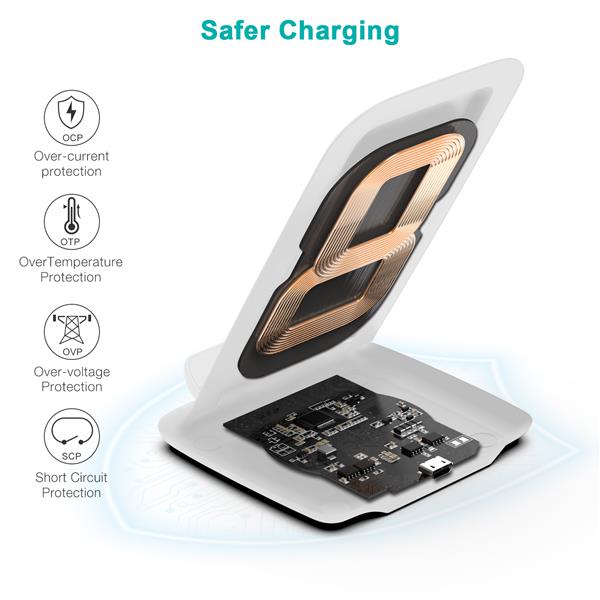 Choetech 15W Fast Wireless Charging Stand, White
