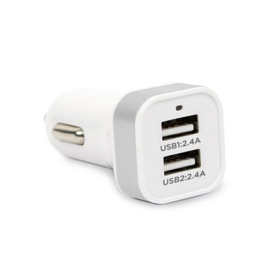 CASECO Bullet 2 Port 4.8 A Universal USB Car Charger - White/Silver