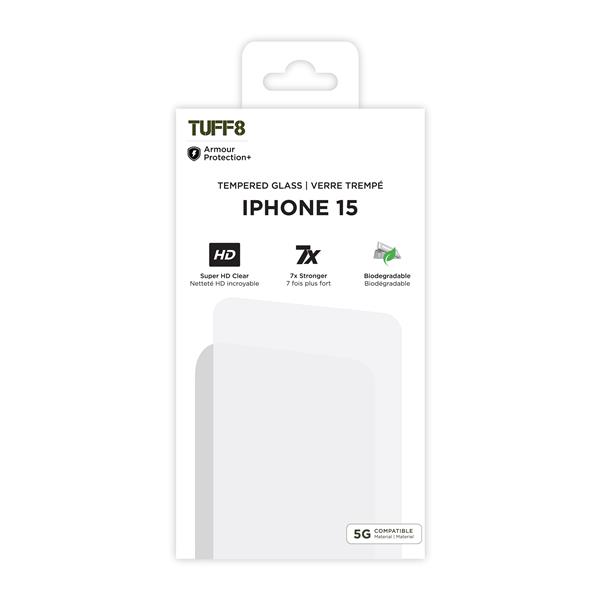 iPhone 15 / 14 / 13 - TUFF8 Tempered Glass with Installation Kit