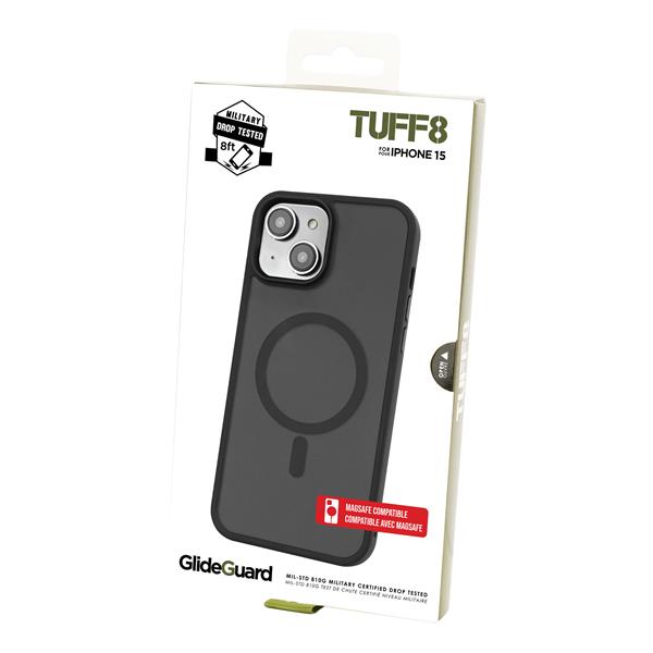 iPhone 15 / 14 / 13 - TUFF8 Glide Guard Rugged Back Case (Smoke Black)