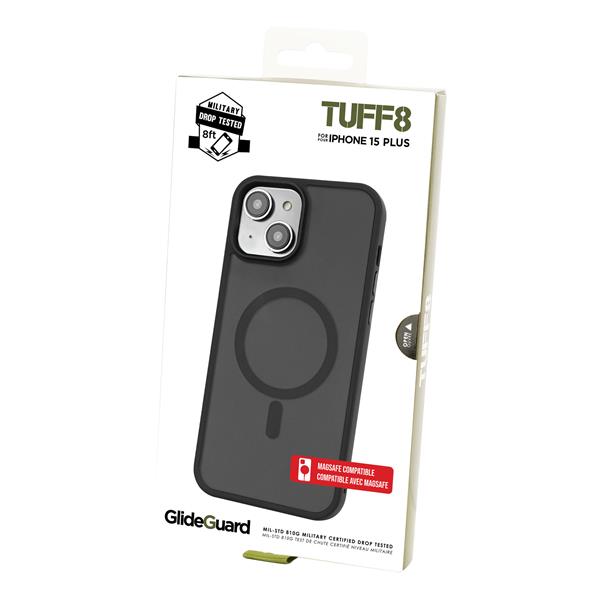 iPhone 15 Plus / 14 Plus - TUFF8 Glide Guard Rugged Back Case (Smoke Black)