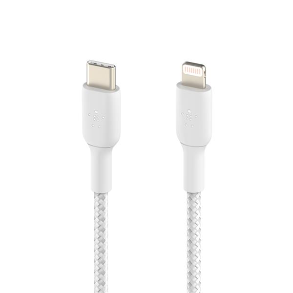 Belkin Braided USB-C to Lightning Cable (2m / 6.6ft) (CAA004bt2MWH)(Open Box)