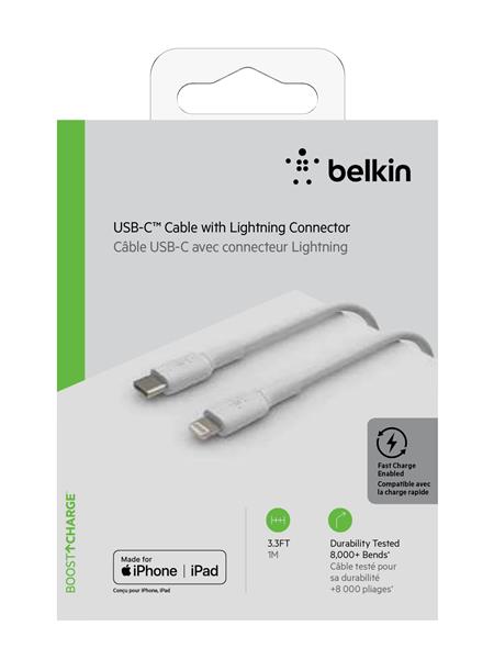 Belkin USB-C to Lightning Cable (1m / 3.3ft) (CAA003bt1MWH)