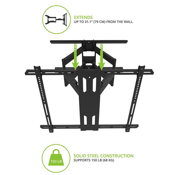 KANTO PDX700 Full Motion TV Wall Mount for 42-inch to 100-inch TVs, Black