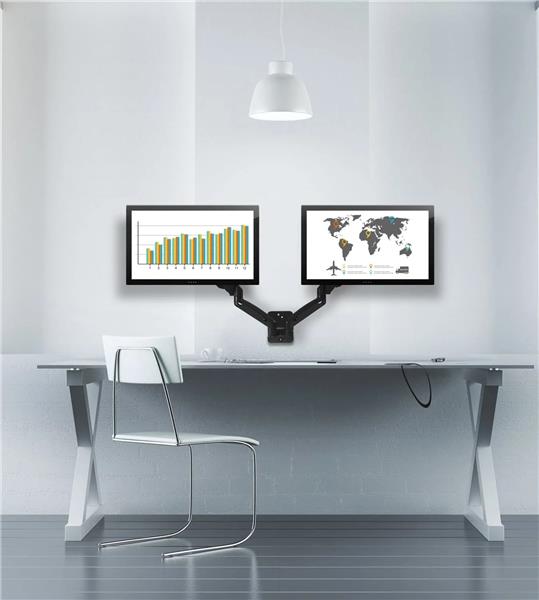 Mount-It! MI-766 Dual Arm Monitor Wall Mount, supports monitors with 75 x 75 and 100 x 100 VESA patterns and screens up to 27"