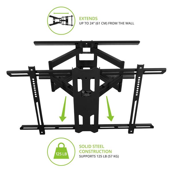 KANTO PDX680 Full Motion TV Wall Mount for 39-inch to 80-inch TVs, Black