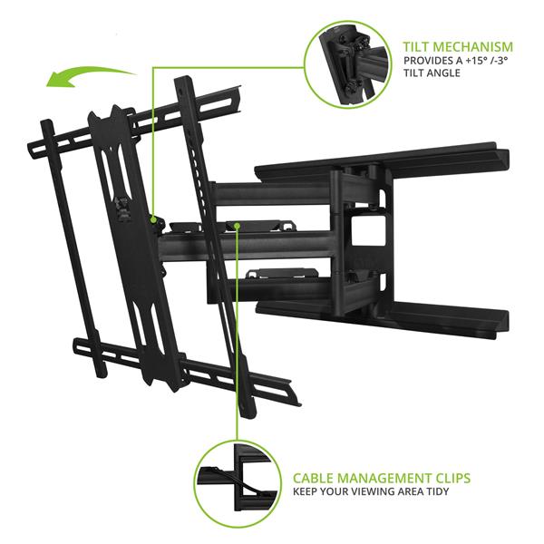 KANTO PDX680 Full Motion TV Wall Mount for 39-inch to 80-inch TVs, Black