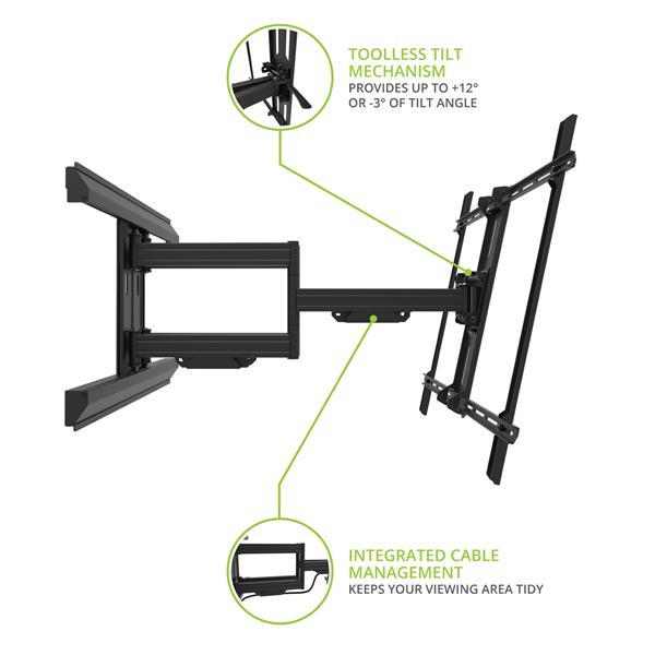 Kanto PMX800 Pro Series Full Motion TV Wall Mount with Adjustable Horizontal Offset for 55" - 120" TVs-Black