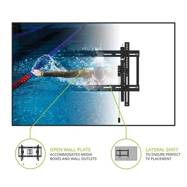 Kanto TE300SG Extendable Tilting Outdoor Weatherproof Locking TV Wall Mount for 45” to 100” TVs-Black