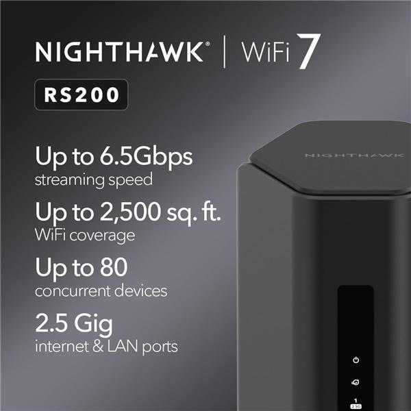 NETGEAR Nighthawk (RS200) BE6500 Dual-Band Wireless Wi-Fi 7 Router