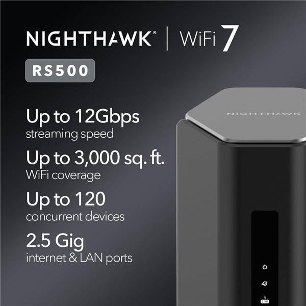 NETGEAR Nighthawk (RS500) BE12000 Tri-Band Wireless Wi-Fi 7 Router