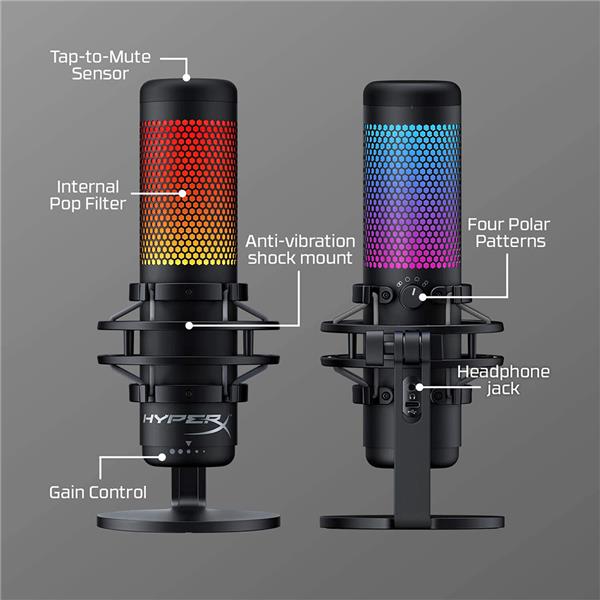 HyperX QuadCast S – RGB USB Condenser Microphone for PC, PS4 and