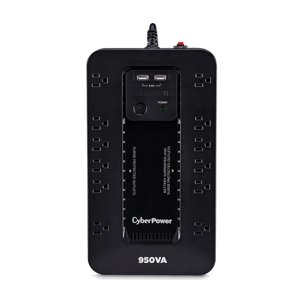 CYBERPOWER 950VA Battery Back-Up UPS - 12-Outlet 510W Dual 2.4A (shared) USB Charging Ports 5 ft Cord Black (SX950U-FC)