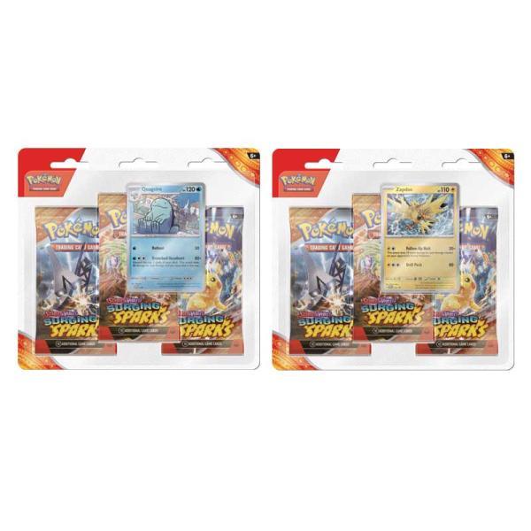 Pokémon TCG: Scarlet & Violet SV08 SURGING SPARKS 3-PACK BLISTER (Pokemon Trading Cards Game)