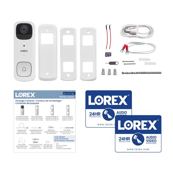 Lorex 2K Wi-Fi Video Doorbell (Battery-Operated, 32GB)