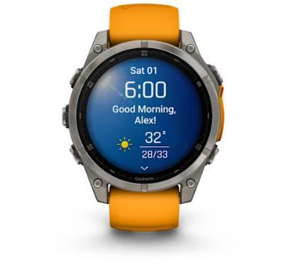 Garmin fenix 8 – 47 mm, AMOLED Sapphire, Titanium with Spark Orange/Graphite Silicone Band