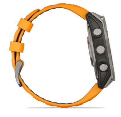 Garmin fenix 8 – 47 mm, AMOLED Sapphire, Titanium with Spark Orange/Graphite Silicone Band