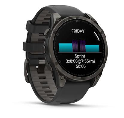 Garmin fenix 8 – 47 mm,AMOLED Sapphire,Carbon Gray DLC Titanium with Black/Pebble Gray Silicone Band