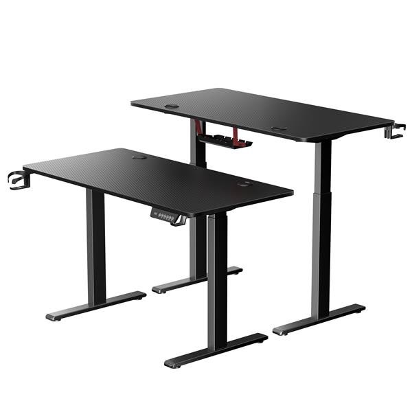 iCAN Electric Height Adjustable Desk, 120*60*73-118cm, 16mm Wooden Tabletop, Memories & Reminder, Cup Holder + Headset Holder + Cable Management , Black