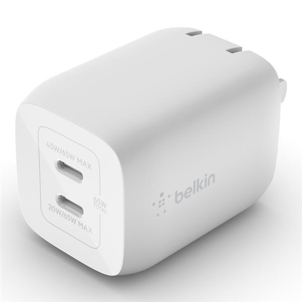 Belkin 65W Dual USB-C GaN Wall Charger + USB-C to USB-C Cable