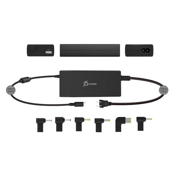 j5create 100W PD USB-C Super Charger with 6 Types of DC Connector(Open Box)