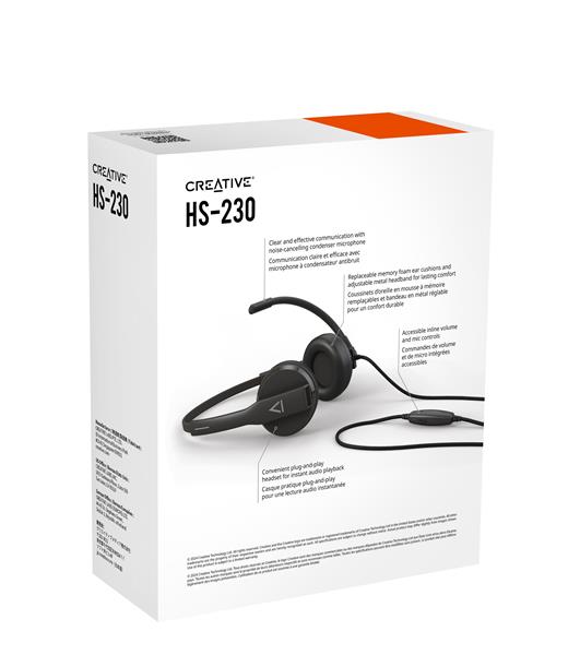 CREATIVE HS-230 Analog Headset with Noise-cancelling Mic and Inline Remote