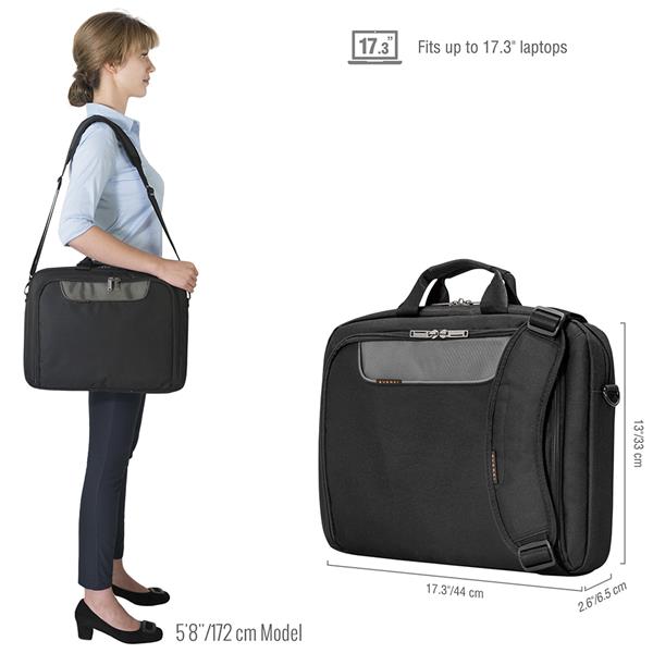 EVERKI Advance 17.3" Notebook Briefcase, Black