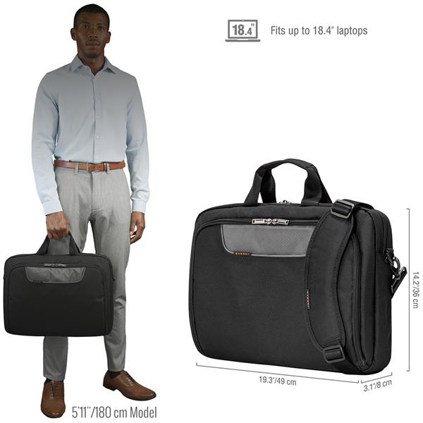 EVERKI Advance 18.4" Laptop Bag Briefcase, Black