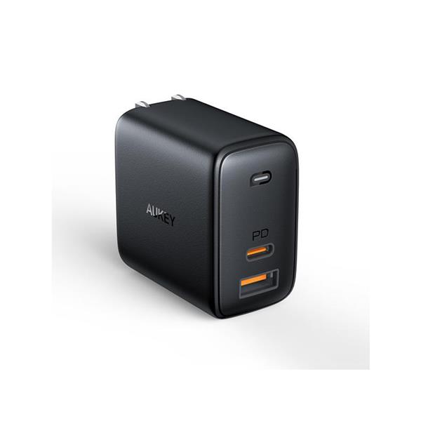 Aukey OMNIA MIX DUAL-PORT USB-C + USB-A PD 65W CHARGER BLACK SMALLER