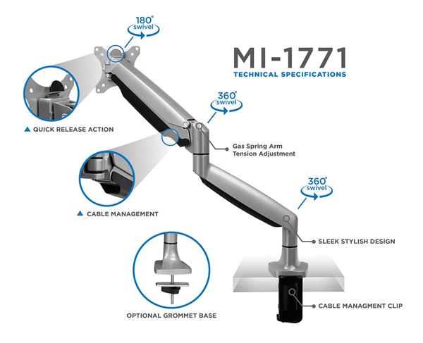 Mount-It! 17"-32" Single Monitor Desk Mount