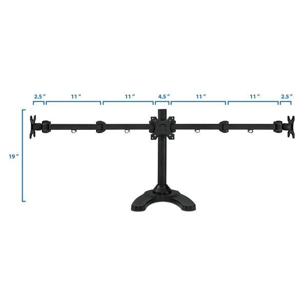 Mount-It! 19"-24" Triple Monitor Stand Freestanding Desk Mount