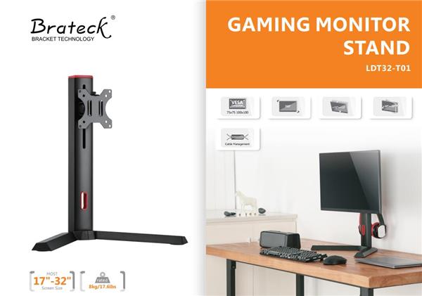 Brateck 17"-32" Single Screen Classic Pro Gaming Monitor Stand