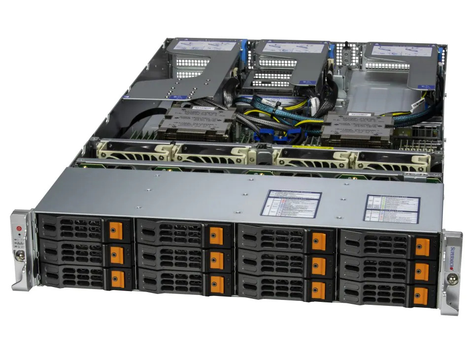 SUPERMICRO Hyper A+ Server ( H13DSH, CSE-HS829-R1K63P) AMD EPYC 9654 96C/192T, MEM-DR596L-HL01-ER48(x8)96GB DDR5-4800 2Rx4 LP (