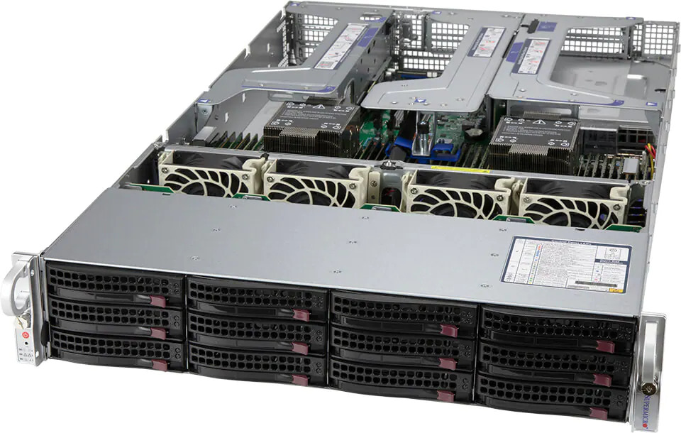 SUPERMICRO Ultra 2U Server ( X12DPU-6, 829U3TS-R1K22P-T) Intel Xeon Silver 4314 16C/32T, MEM-DR412L-CL03-LR32(x4)128GB (16Gb) D